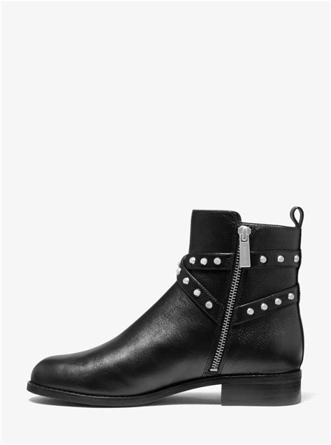 michael kors preston flat boots|Preston Studded Leather Ankle Boot .